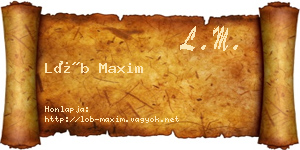 Löb Maxim névjegykártya